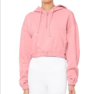New Cropped hot pink alo yoga hoodie